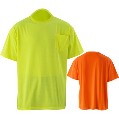 Non-ANSI Hi Viz Poly-Cotton Knitted Safety T-Shirt W/ Pocket